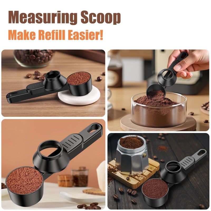 CAPMESSO Coffee Scoop & Funnel for Reusable K Cup Refillable Coffee Pods: 2 Tablespoon Coffee Measuring Scoop - Easy Slide Scoop for Ground Coffee, Protein Powder, Tea without Spilling (2 Pack) - Image 4